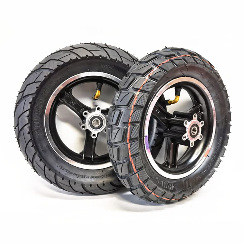 Pneu de Scooter électrique, Ensemble de Pneu tubeless 10 Pouces 80/65-6, moyeu de Roue en Aluminium, adapté aux Accessoires de Jeu de Roues de véhicule électrique/Drone/Robot, Frein à Disque B 10 mm