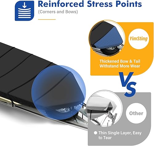 Miniatura 3 de YimSting Jon - Cubierta para barco de 16 pies 600D resistente al agua cubierta para barco Jon de 16 pies con cubierta para motor lona de grado