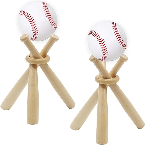 RONYOUNG 2Sets Soporte de béisbol Soporte de béisbol Soporte de madera Base de bola Soporte de exhibición