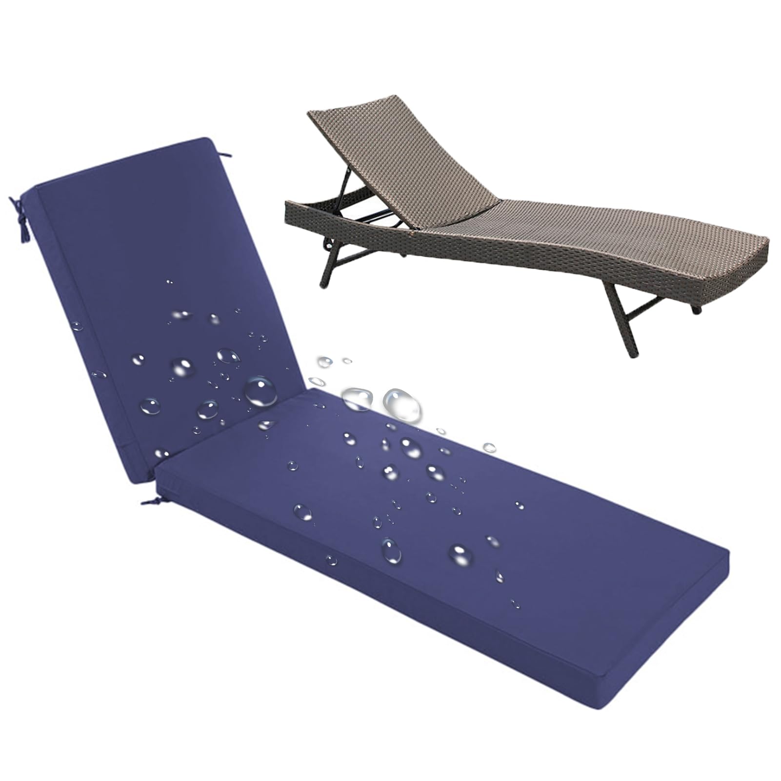 Imperméable 5 cm/8 cm, lavable, antidérapant, pour jardin, transats, balcons, canapés, matelas confortable de 170 x 60 cm