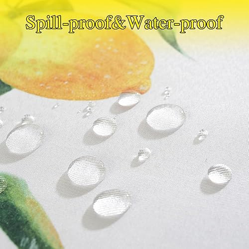 Miniatura 4 de MATIRUG Mantel de verano para mesa rectangular de 52 x 70 pulgadas, mantel floral de frutas de limón, tela francesa lavable a prueba de derrames,