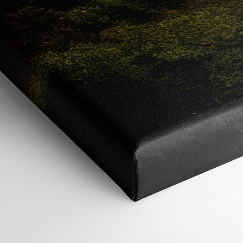 Canvas for Living room. Mystical Forest Tranquility: Discover the Serenity of Waterfall Whispers and Stone Bridge Wonders, 27 x 18 inch Canvas Wall Art - Ready to Hang