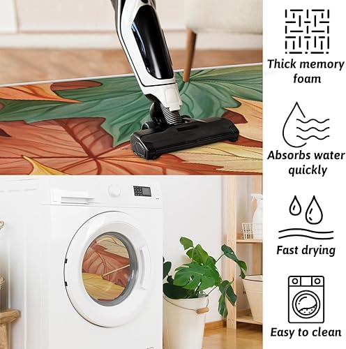 Miniatura 5 de cfpolar Colorful Maple Leave Bathroom Rugs Non-Slip Bath Rug Microfiber Bath Mat Absorbent Kitchen Mats and Rugs Machine Washable Oval Plush Floor