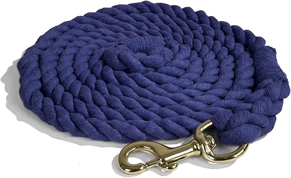 Intrepid International Horse Tack - Heavy Duty Cotton Rope Lead Ropes for Horses, with Durable Brass Trigger Snap, Attaches to Halter or Harness, Soft and Comfortable Grip - 10 Feet