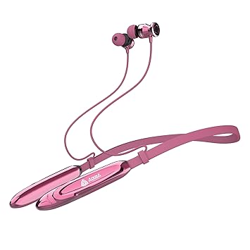 Aroma NB119 Queen Bluetooth Wireless Headset Neckband with Long Lasting Playtime 100 Hrs, ENC Enabled Device, Fast Charge, Sweat & Splash Proof, Best for Gaming, Running, Workout (Cherry)