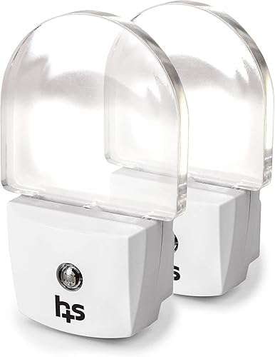 Miniatura 1 de HealthSmart Luz nocturna compacta LED, paquete de 2, tecnología de luz suave cálida, sensor de encendidoapagado automático, diseño moderno delgado y