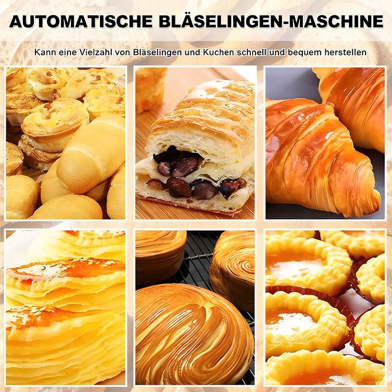 Sfogliatrice Elettrico Professionale, Macchina per Pasta Sfoglia, con Spessori Regolabili, per Croissant, Pizza e Pasta, Superficie Antiaderente in PP