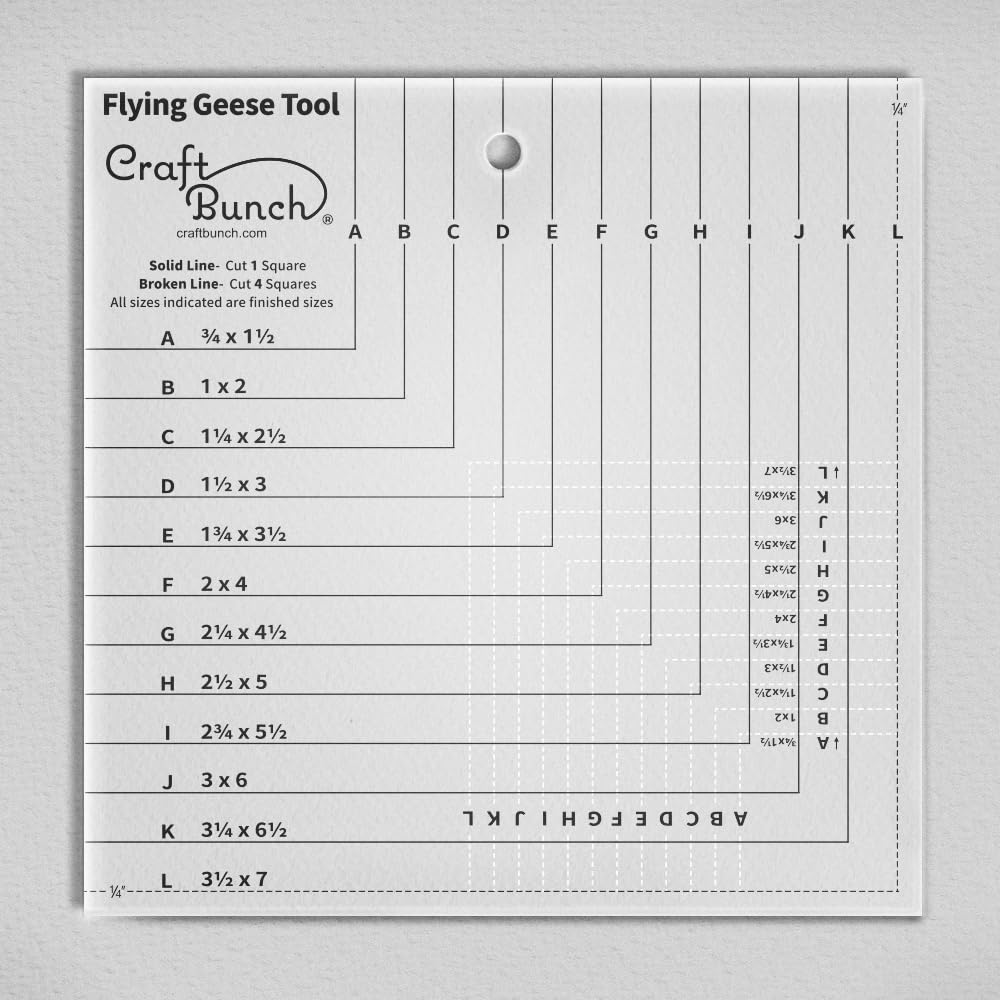 Non-Slip Flying Geese Tool Quilting Ruler Template - 8.5" x 8.5"