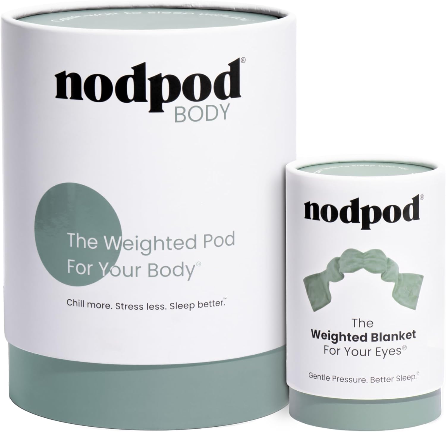 Nodpod Bundle - Weighted Blanket & Sleep Mask – Ultra-Soft Body Blanket with Glass Beads + Light-Blocking Eye Mask – Relaxation, Comfort, Travel & Better Sleep - Sage