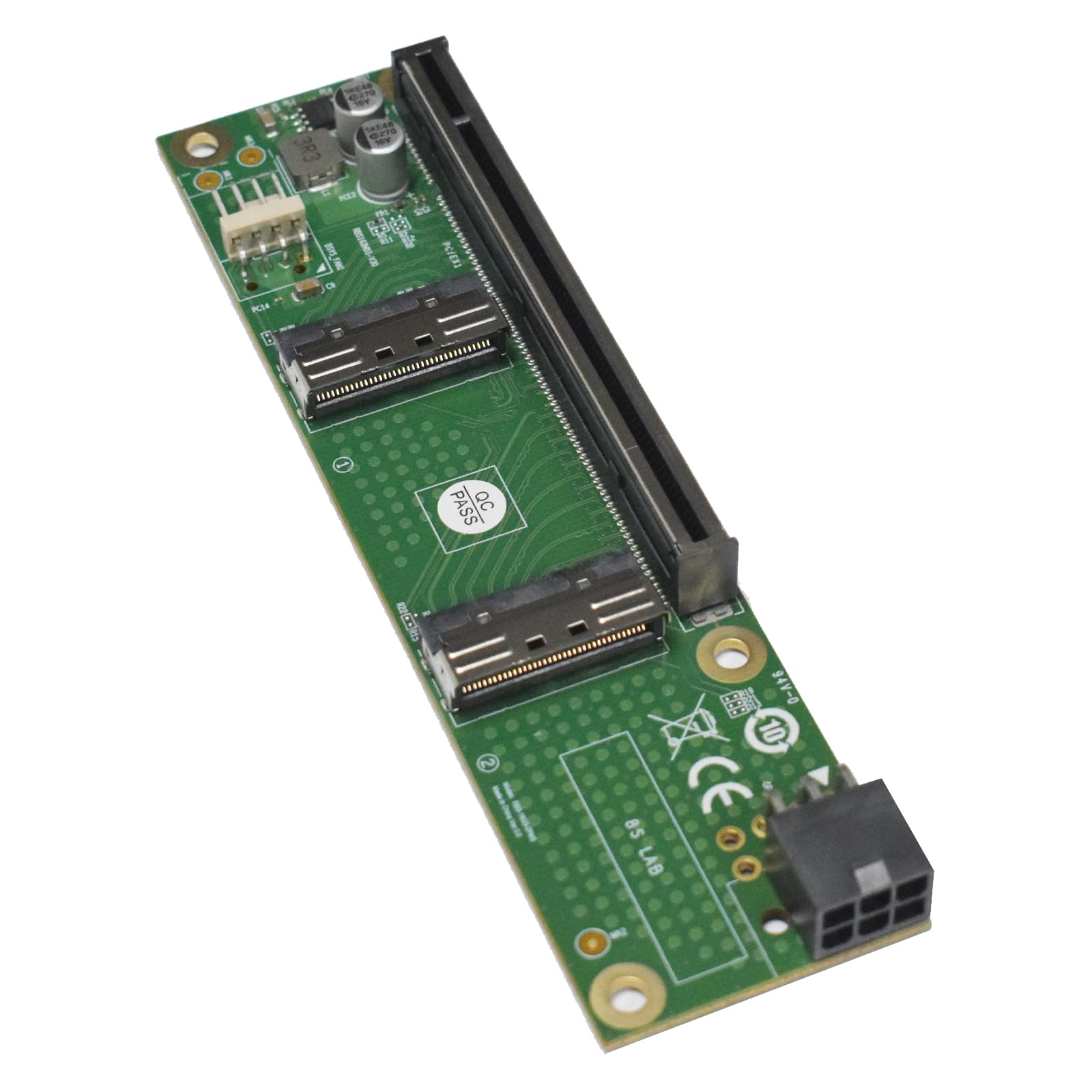 PCIe 5.0 Dual MCIO 8i zu PCIex16 Slot Adapter Erweiterungskarte mit 6Pin GPU Power Port für Server und Workstations