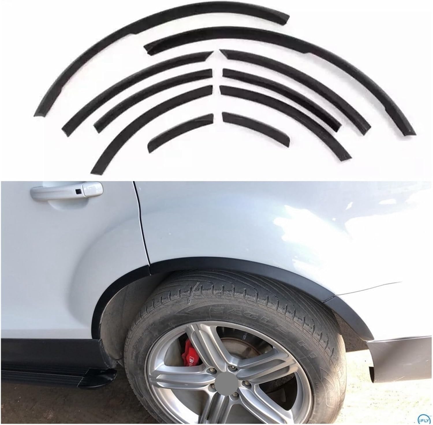 For Q7 Wheel Arch Car Side Fender Flares Covers Mudguards Trims Compatible For Audi Q7 RSQ7 Sline 2006-2015 Matt Bright Black PU(Matte Black)