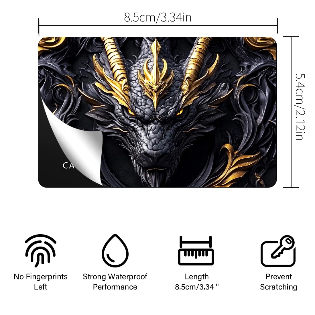 Peacoblue Adesivi Per Carte Di Credito E Debito, 4 Pezzi Con Design Drago D'Oro E Monete, Protezione Anti-Graffio, Pelle Resistente, Facili Da Applicare