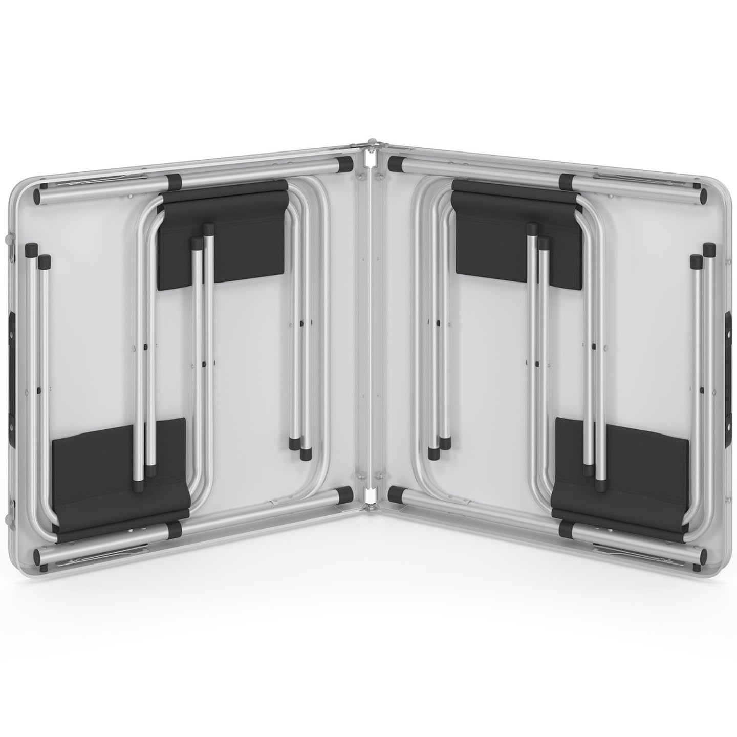 IDMarket - Table de Camping Pliante d'appoint 120 cm réglable en Hauteur et 4 tabourets Noirs