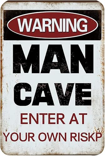 Letrero de advertencia con texto en inglés Man Cave Enter At Your Own Risk de 12 x 8 pulgadas, letrero de metal de aluminio para decoración de disponible en Yaxa Colombia