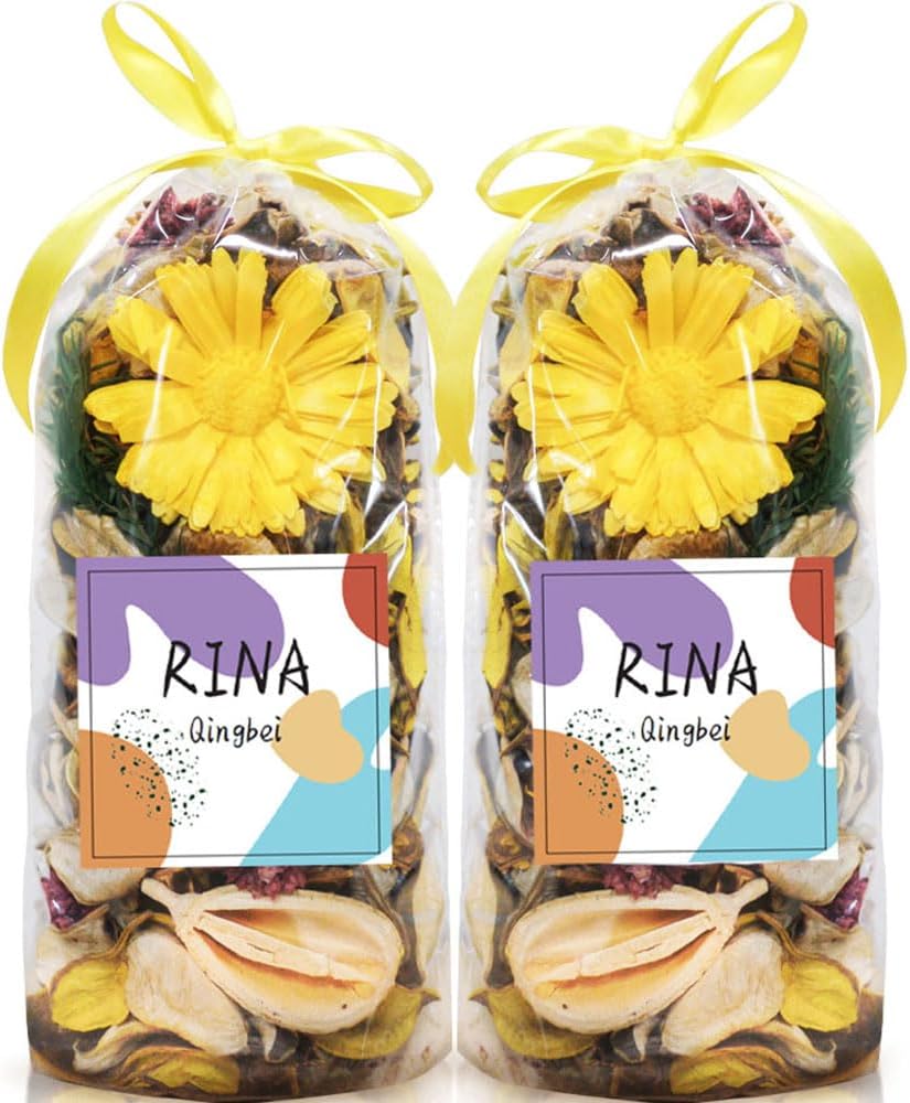 Spring Potpourri Bags,Yellow Potpourri Bowl Filler,Lemon Scented Decorative Dried Flowers,Home Fragrance Sachet,Vase Fillers,Bathroom Decor(8.4 oz)