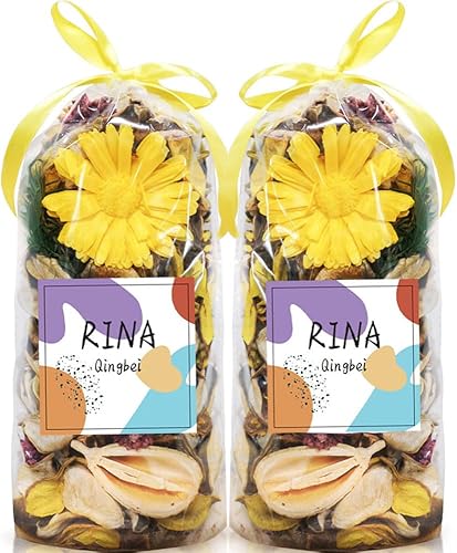 Qingbei Rina Bolsas de popurrí, relleno de cuenco de popurrí amarillo, flores secas decorativas con aroma a limón, bolsita de fragancia para el