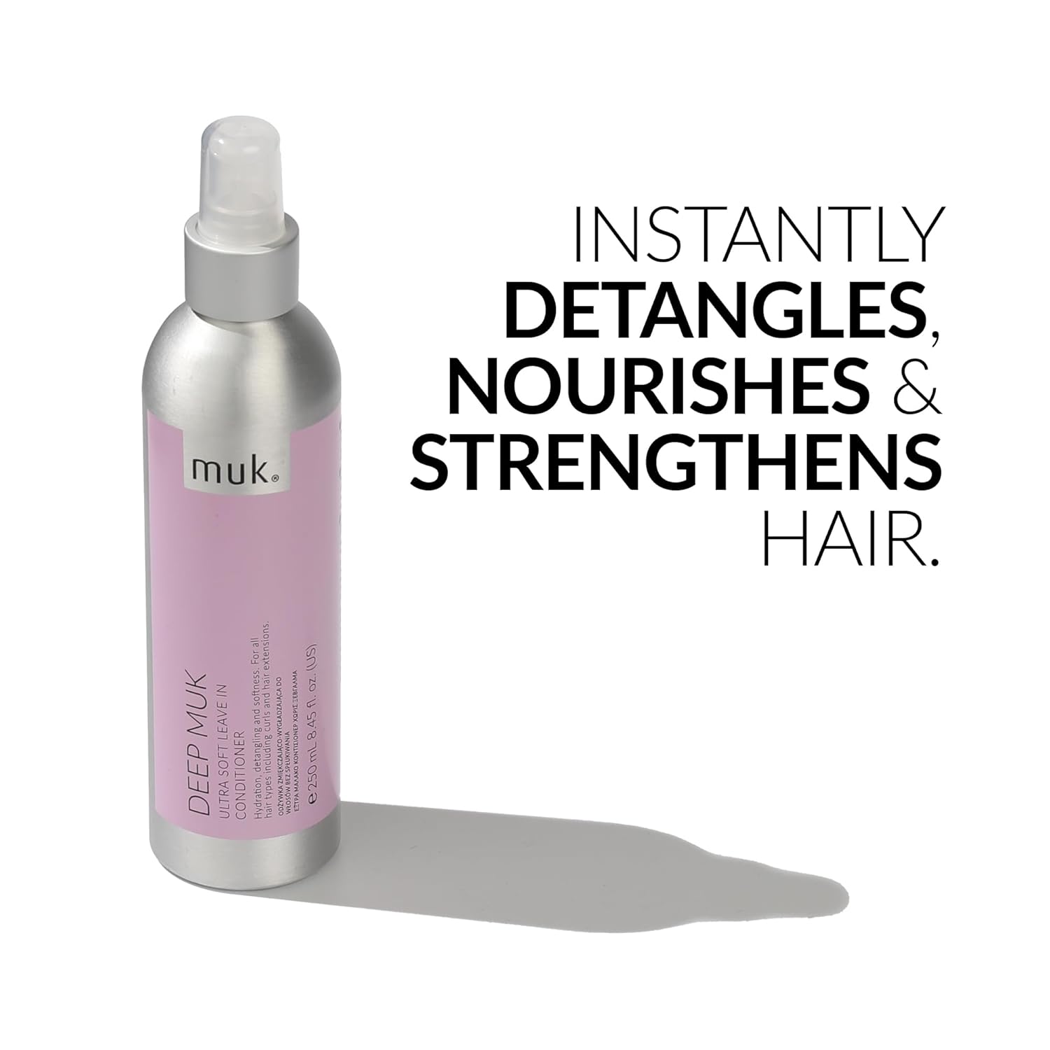 MUK. Deep Ultra Soft Leave In Conditioner - Hydrating Hair Conditioner Detangles, Nourishes & Tames Frizz. Leave in Conditioner Spray with Weightless Formula for Soft, Shiny Hair, 250ml