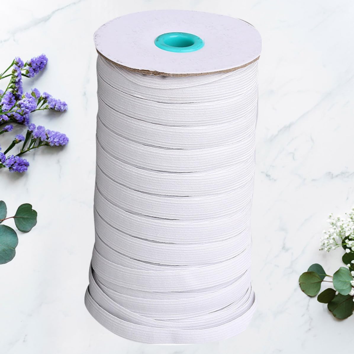 WOONEKY White Polyester Elastic Band for Mask Replacement and DIY Mask Wearing Comfortable and Convenient Flat Elastic Band for Sewing Crafts