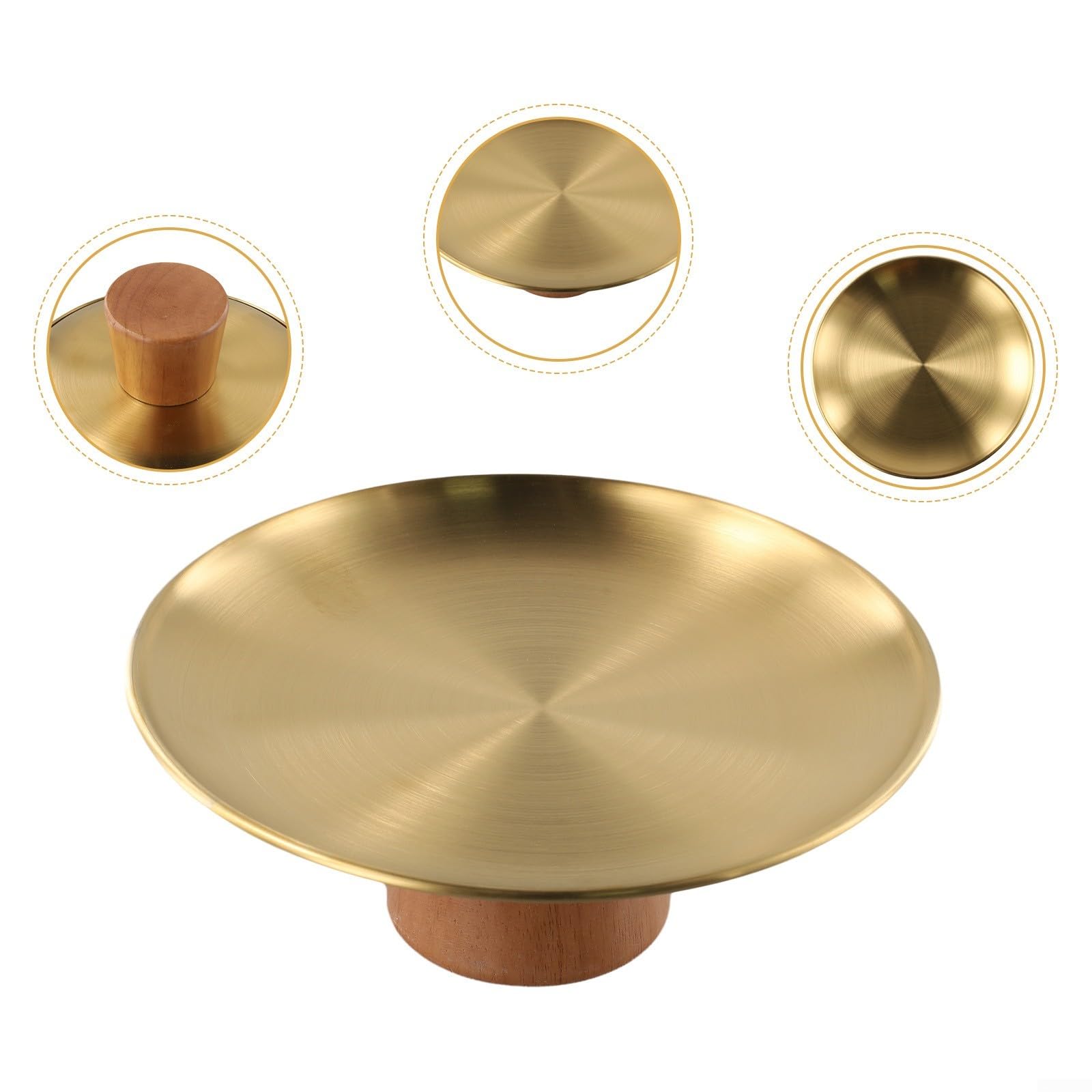 pour plateau à Gâteau Acier pour bois 20cm Élégant pour plateau(Gold 20cm)