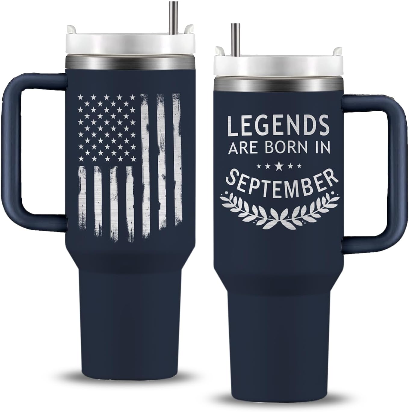 CGMIBASCGMIBAS Legends Are Born In September Happy Birthday Gifts for Him Men 40 Oz Tumbler Stainless Steel Coffee Mug/Cup Father's Day Christmas Gifts