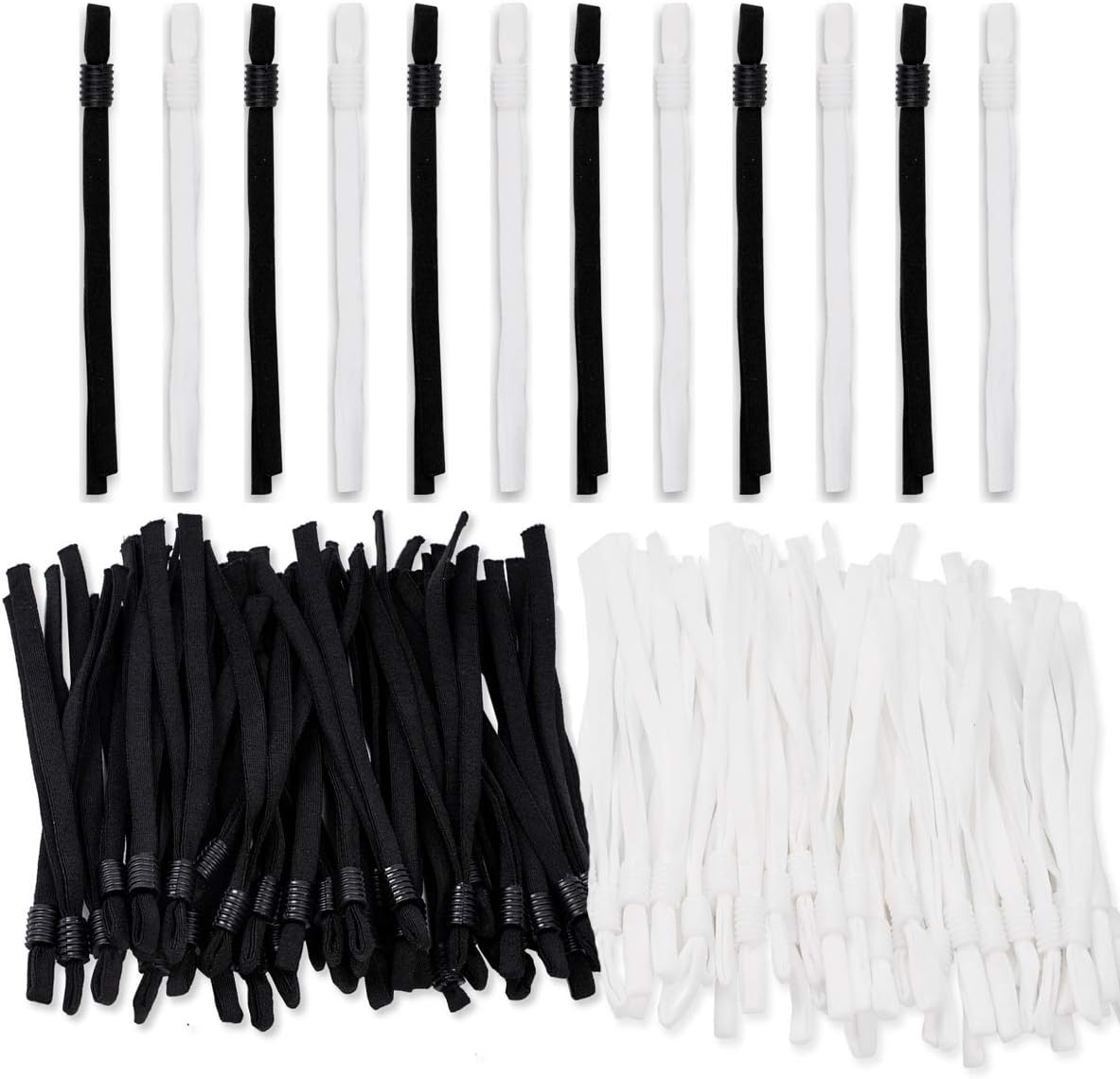 200 Pcs Elastic String 1/4 Inch (6mm) Elastic Bands Cord for Sewing with Adjustable Buckle Adult Kids, Stretchy Face Earloop for DIY Supplies