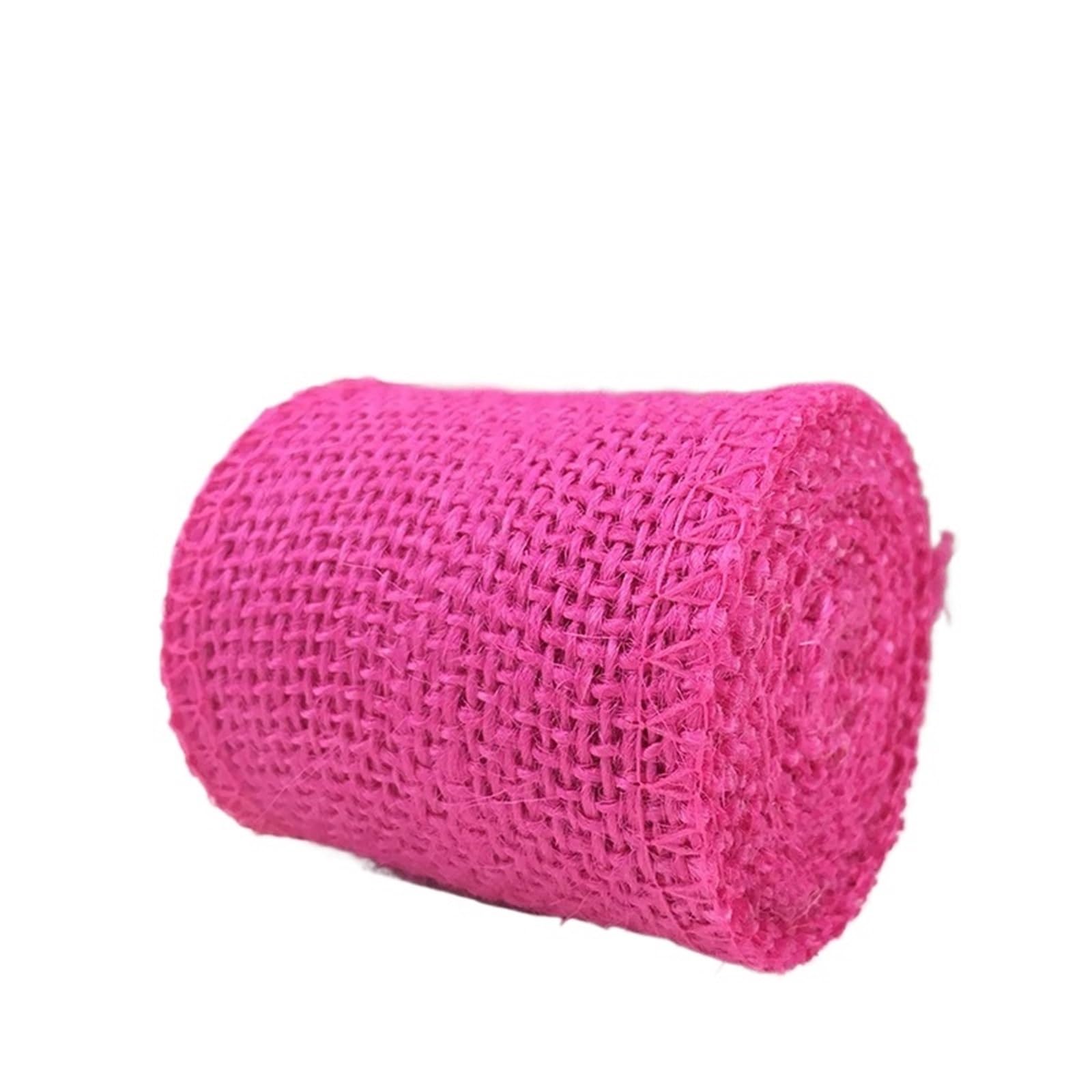 Burlap Fabric Roll 2Meter Colorful Jute Burlap Hessian Ribbon Rolls Colored Natural DIY Crafts Wrapping(Rose)