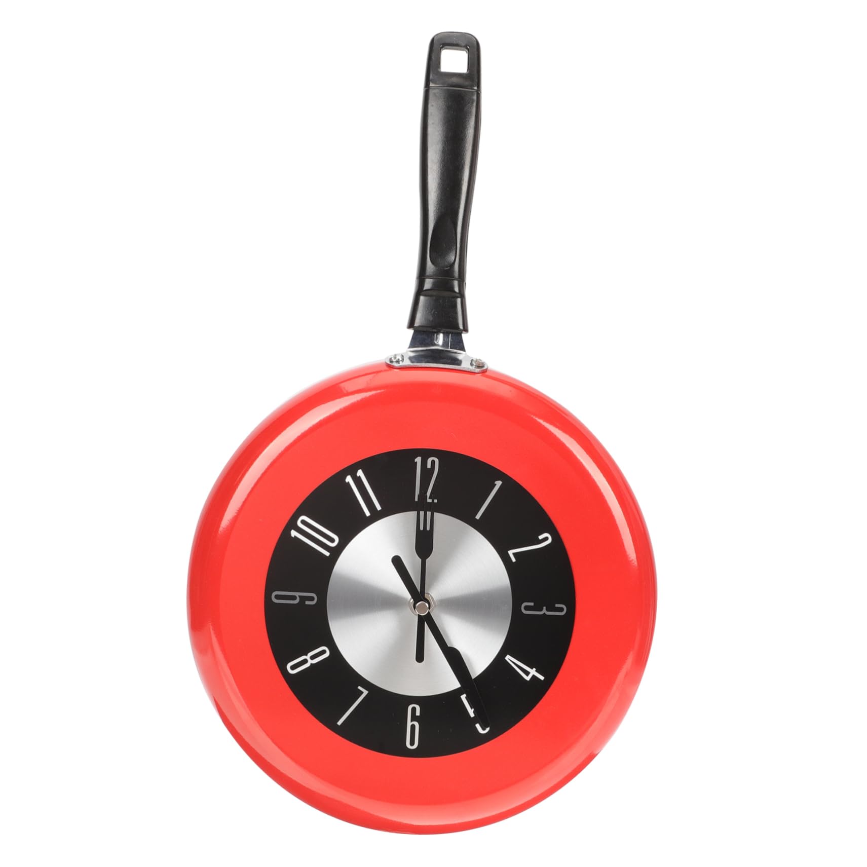 Reloj de pared en forma de sartén roja para decorar la cocina y el salón 1
