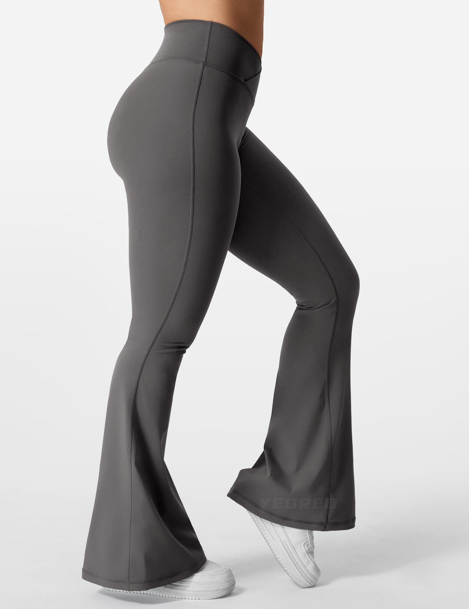 YEOREO Kalie Flare legginsy scrunch dla kobiet, dekolt w serek, krzyż, talia, dzwonki, spodnie do jogi, kontrola brzucha, bootcut, legginsy treningowe