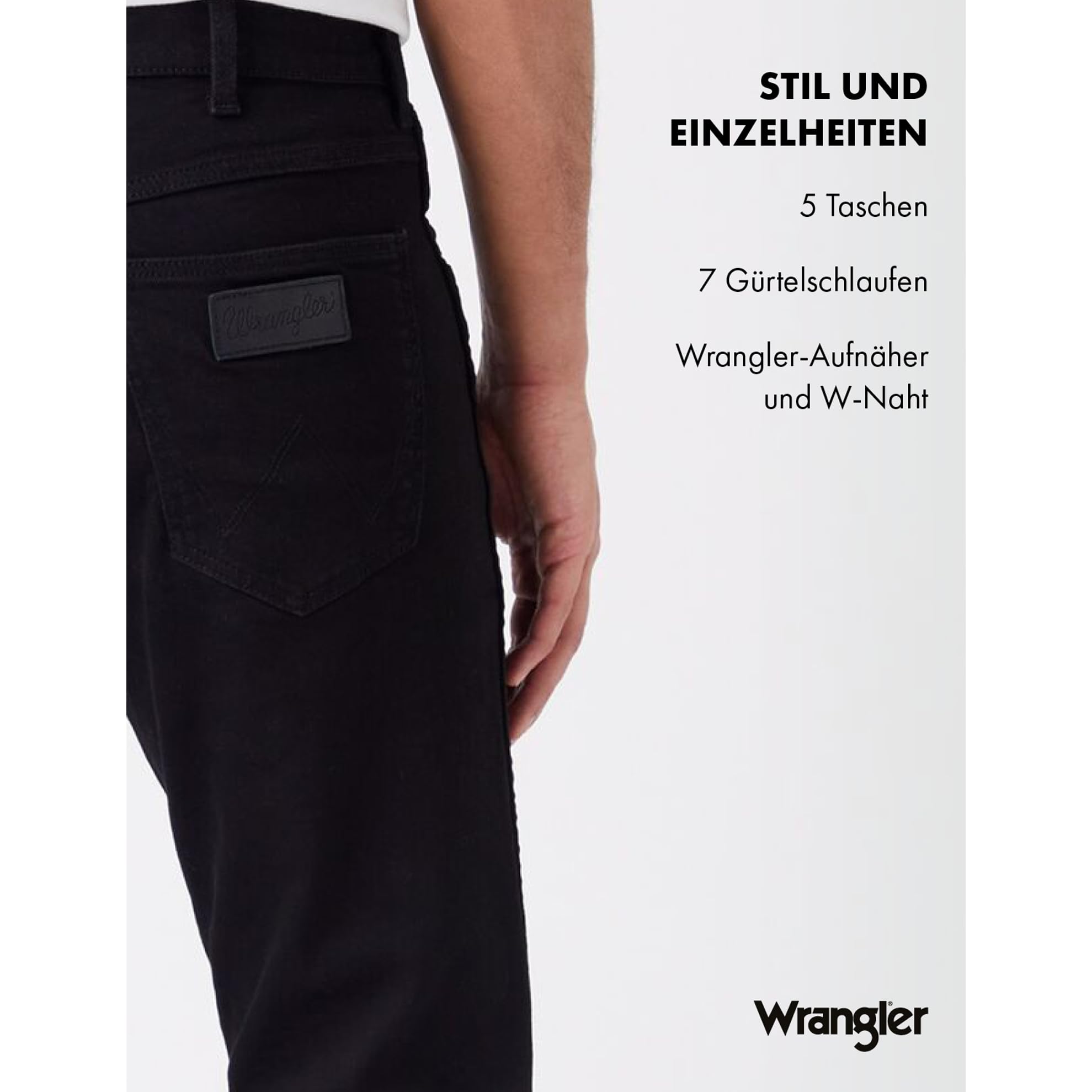 Wrangler - Jeans Herren - Regular Straight Fit - Greensboro - Black Valley – Bild 5