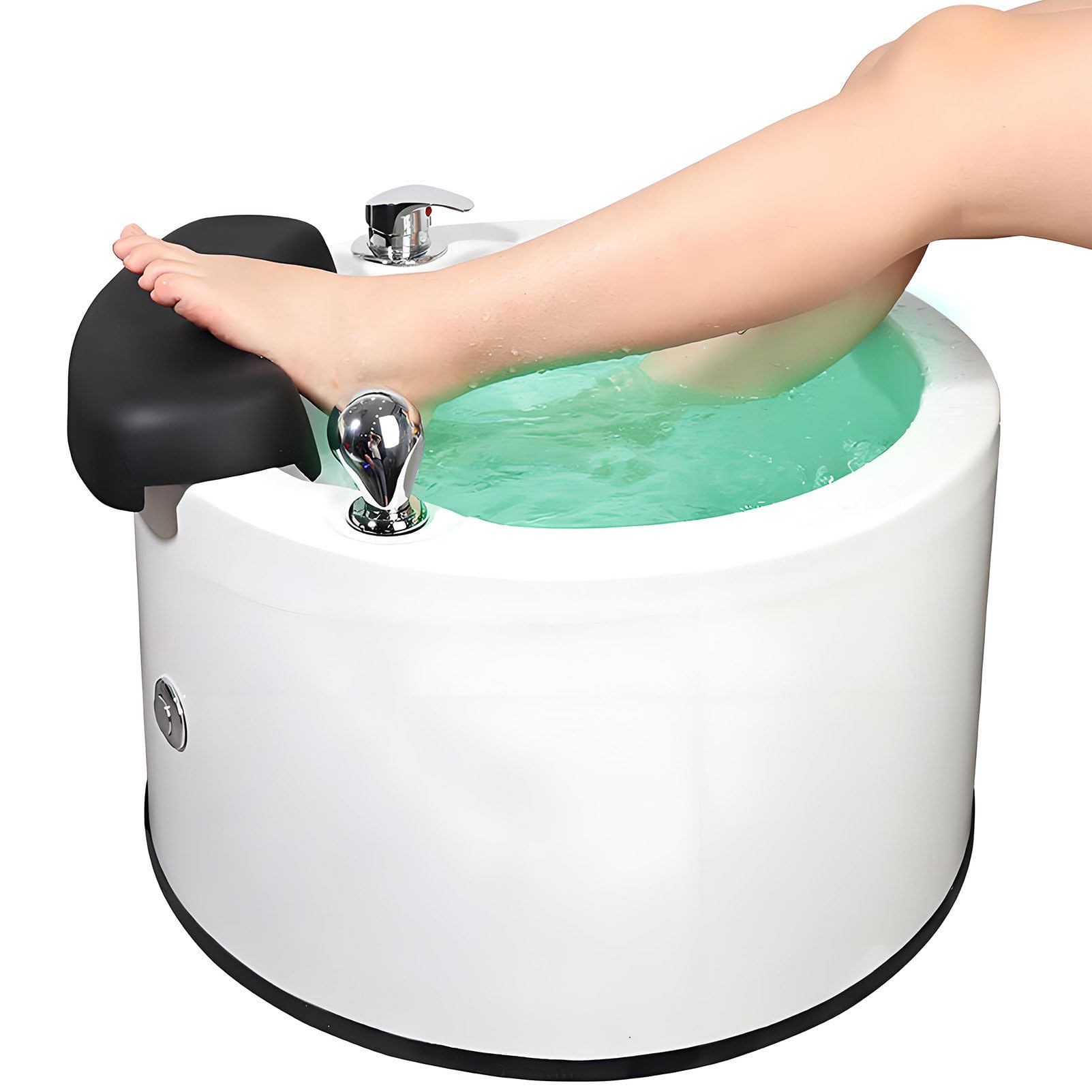 Vaschetta per Pediluvio in Acrilico con Luci LED a 7 Colori, Vasca Portatile per Pedicure con Doccetta, Regolazione dell'Acqua Calda e Fredda, Massaggio a Getto d'Acqua Effetto Surf