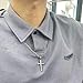 Besteel 925 Sterling Silver Cross Necklace Beveled Edge for Men Women 5mm Stainless Steel Diamond Cut Durable Cuban Link Curb Chain Crucifix Baptism Pendant Necklace Jewelry for Son 22IN