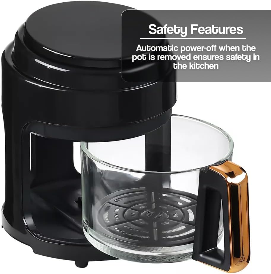 Air fryer with pot removed, showing safety feature