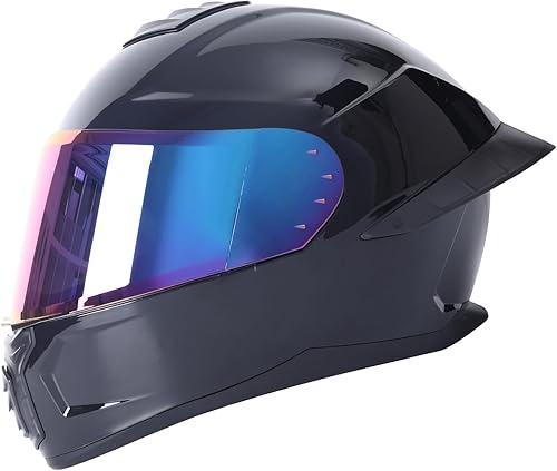 Full Face Motorcycle Racing Street Bike Helmet with Cycling Glasses and Visor for Unisex-Adult