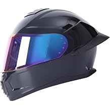 Full Face Motorcycle Racing Street Bike Helmet with Cycling Glasses and Visor for Unisex-Adult