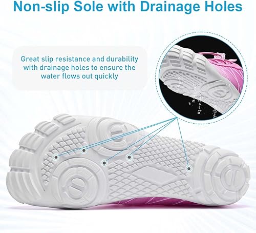 Vista 4 de HIITAVE Zapatos de agua antideslizantes, zapatos acuáticos descalzos, de secado rápido, ligeros con playa, río, piscina, para hombres y mujeres