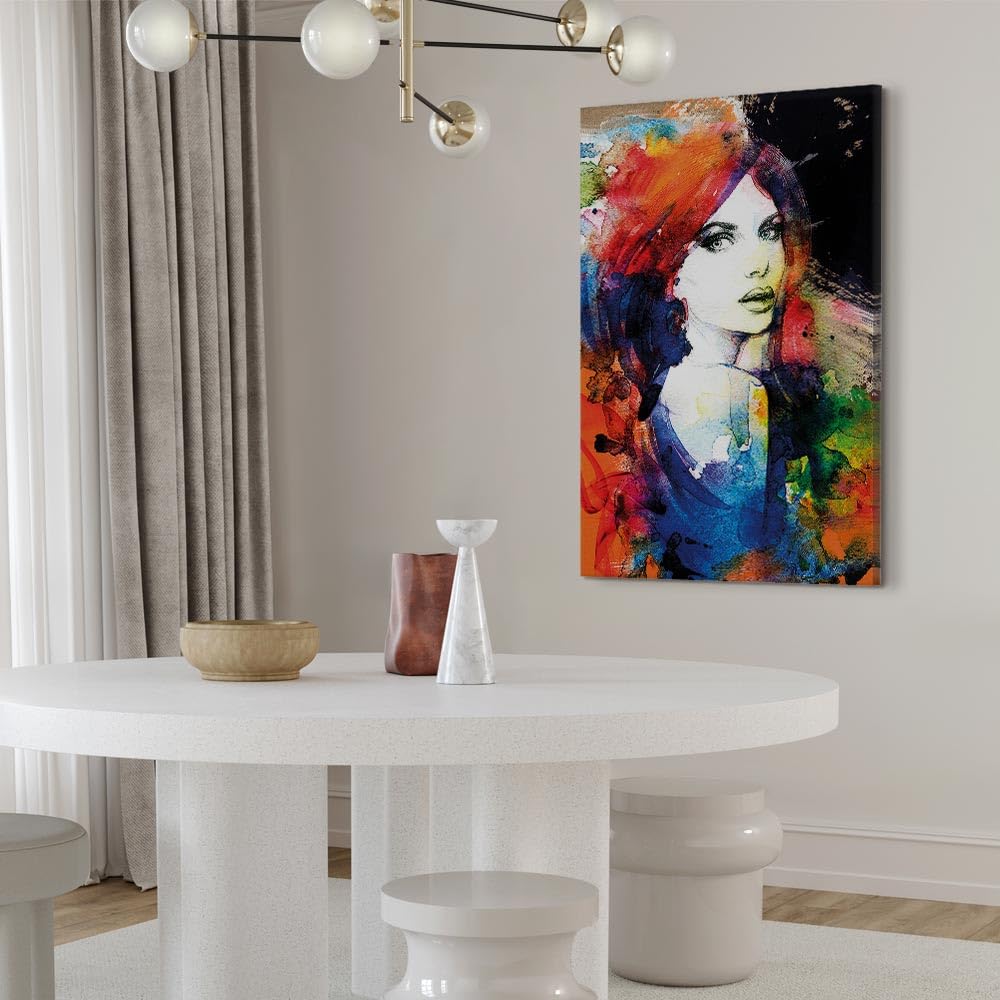 B&D XXL - Leinwandbild Poster Frau Gesicht, Schlafzimmer, Wohnzimmer | Hochwertige Leinwand, sofort aufhängbar, ideal fürs Wohn- oder Schlafzimmer, wasserfest und lichtecht, langlebig, stilvoll