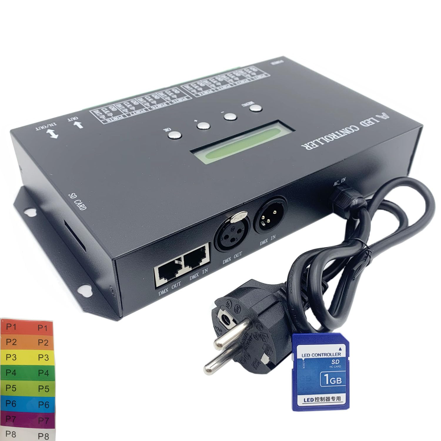 H807SA 8CH artnet/dmx a spi LED pixel controller con scheda SD per ws2811 ws2812b ws2815 ws2813 apa102 strisce LED