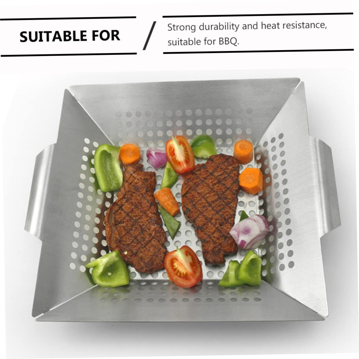 Milisten 1 Pezzo Vaschetta di scarico per barbecue grigliare all'aperto vassoio cestino piastra per barbecue cesto barbecue Bakeware strumento barbecue Acciaio inossidabile Argento
