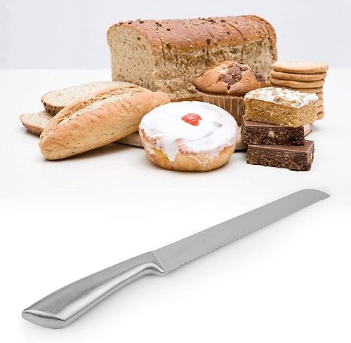 Miniatura 5 de TOPINCN Cuchillo de pan de acero inoxidable con borde dentado, cuchillo para hornear pastel, pan, cortador de cocina, herramienta de mano