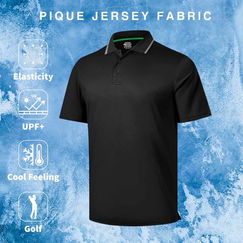 3 Pack Mens Polo Shirts Short Sleeve Performance Moisture Wicking Golf Shirt Athletic Quick Dry Collar Casual Shirts3