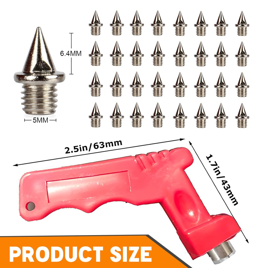 36Stk Stahl Spike Nägel Mit Schlüssel Für Leichtathletik Sportschuhe, 6 Mm Pyramid Ersatz Spikes Leichtathletik Ersatzdornen Für Track Schuhe Weitspringen Laufen Wandern