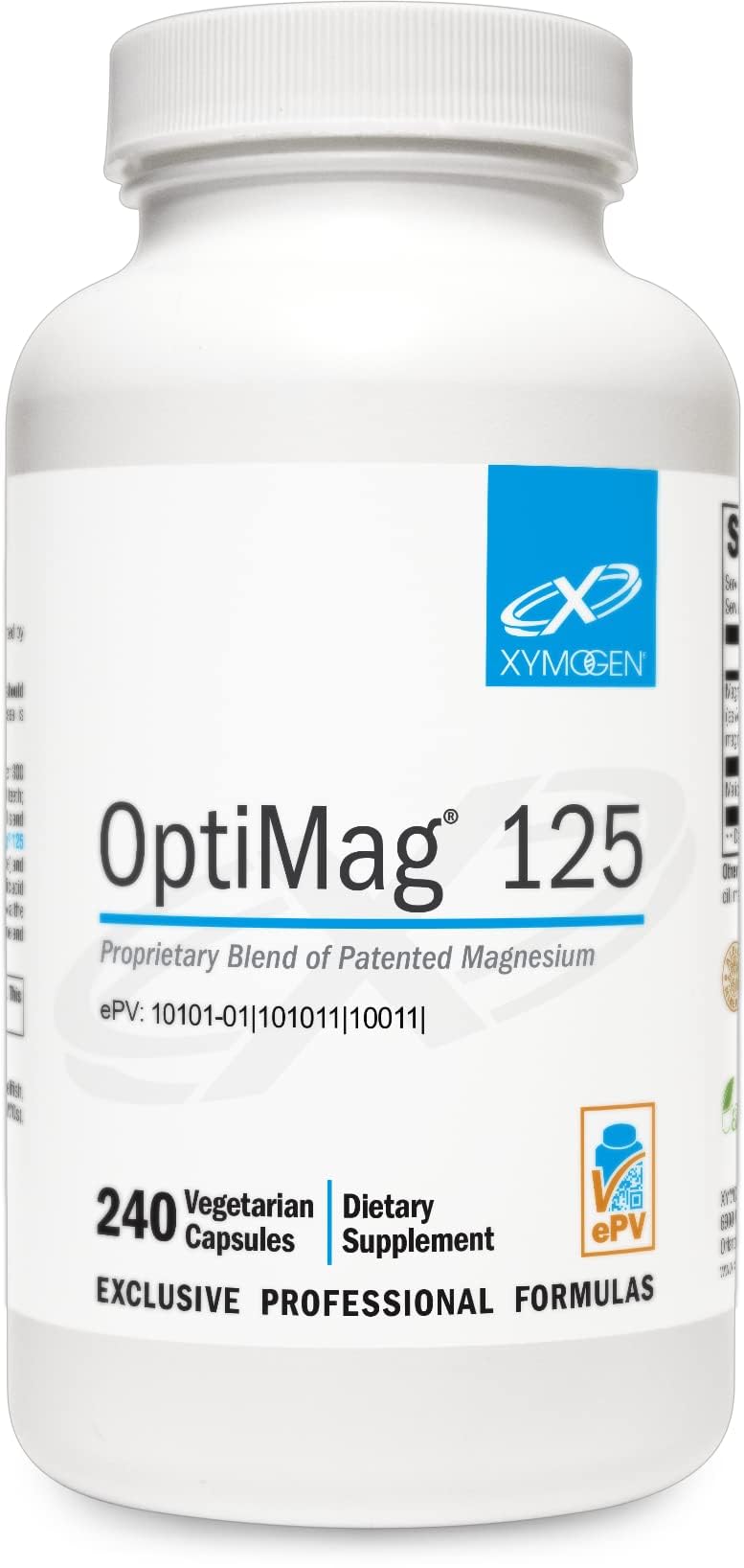 XYMOGEN OptiMag 125 - Magnesium Supplement with Di-Magnesium Malate & Glycinate Lysinate to Support Nerve, Muscle, Bone Health + Heart Health (240 Capsules)