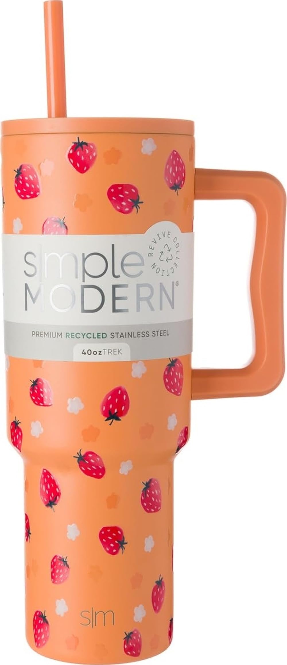 Simple Modern Tumbler with Handle and Straw | 40oz | Strawberries