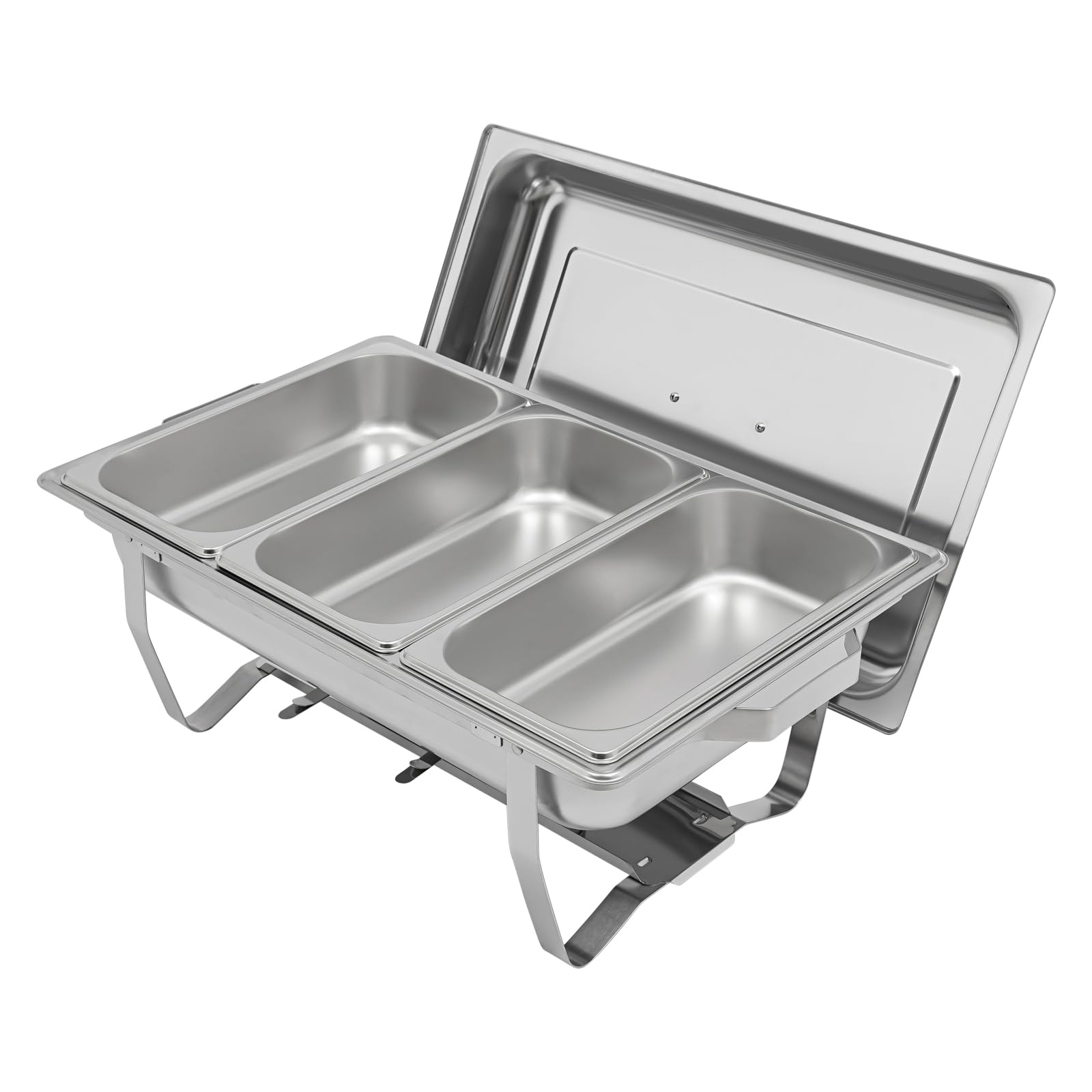 Chafing Dish - Calentador de alimentos de acero inoxidable de 5 litros con tapa, calentador de buffet, accesorio para catering, buffet y fiestas (3 recipientes de 1/3 GN)