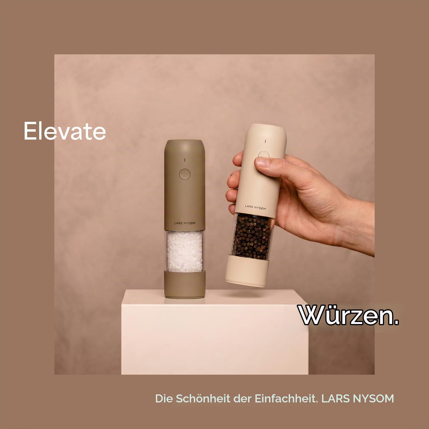 LARS NYSØM Salz und Pfeffermühle elektrisch 2er Set - USB-C wiederaufladbar