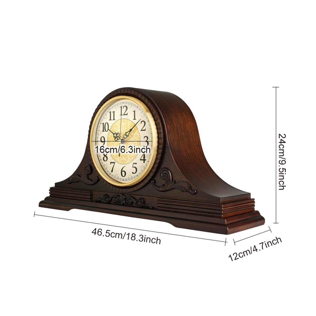 Uhr, Geräuschlos, Holz, Regaluhr, Kaminuhren, Vintage, Nicht Tickende Familien-Schreibtischuhr, Batteriebetrieben, Mit Quarzwerk, Hd-Glas, Für Schlafzimmer, Wohnzimmer