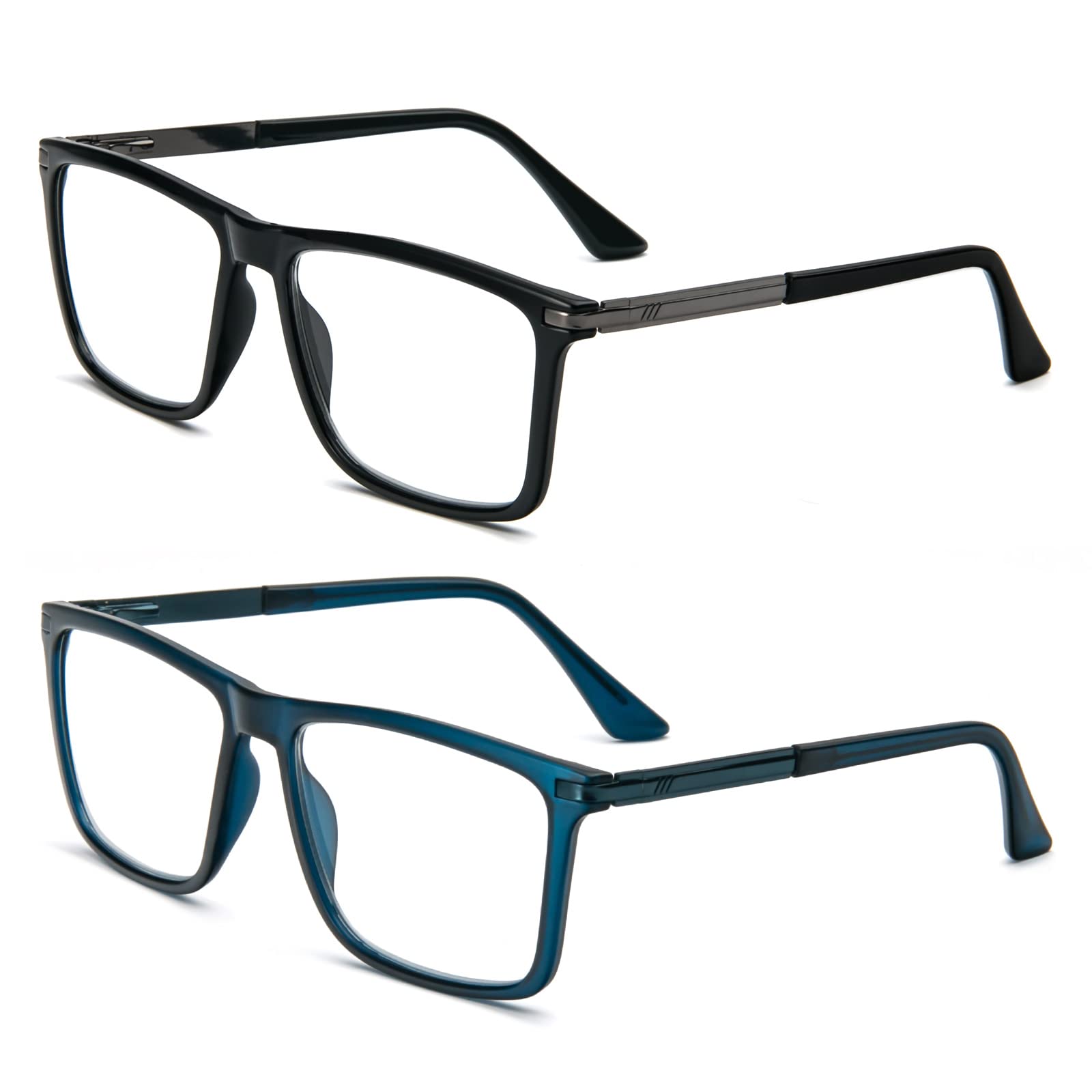 KoKoBin Lesebrille Anti-Blaulicht für Herren und Damen Blaulichtfilter Computer Lesehilfe Federscharnier Metall Vollbild Brille (2 Pack, 1.5, diopters)