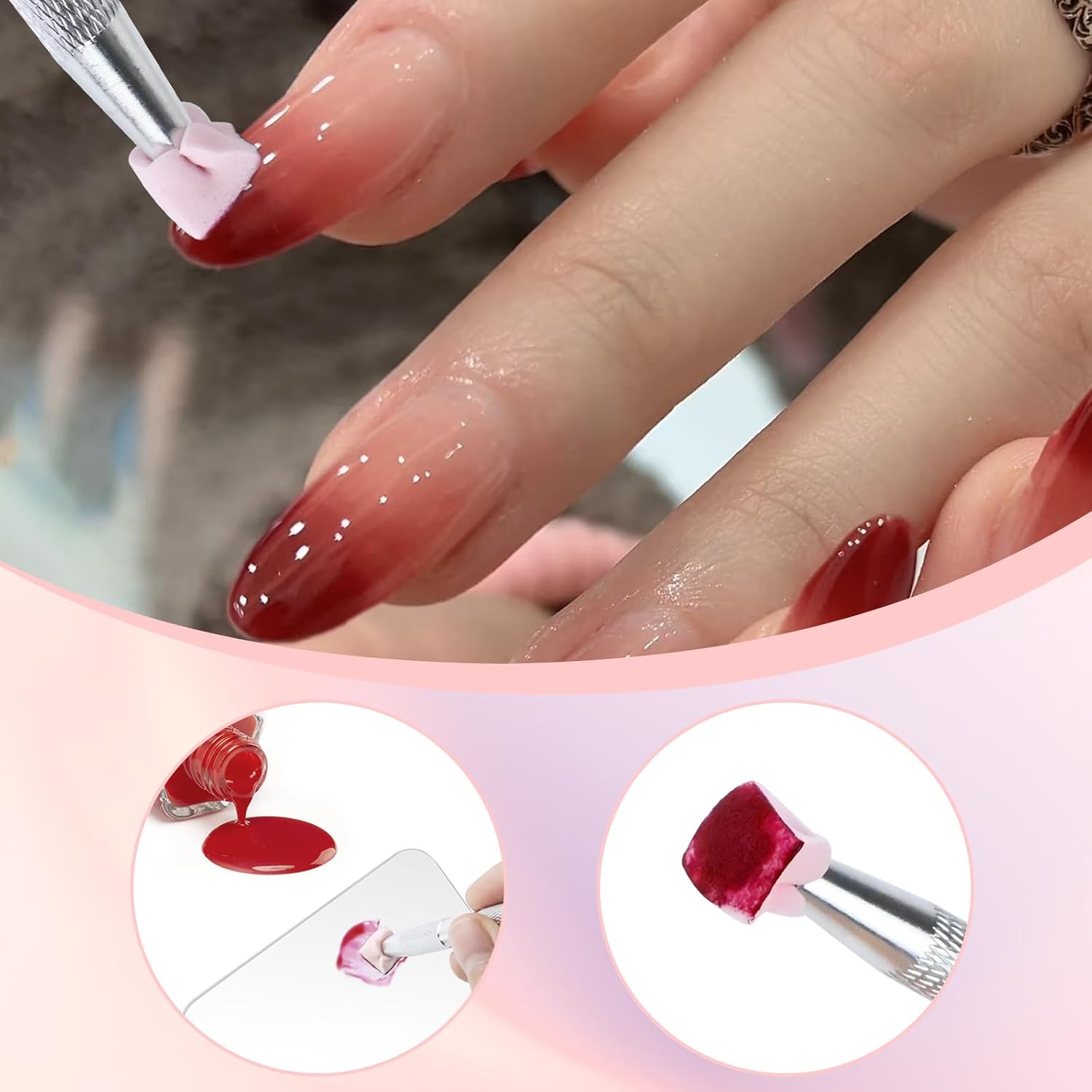 300Pcs Soft Nail Sponges for Ombre,White Nail Art Sponges With Grabbing Pen,Acrylic Palette for Gradient Arc Brush Accessories Supplies for Salon and Home