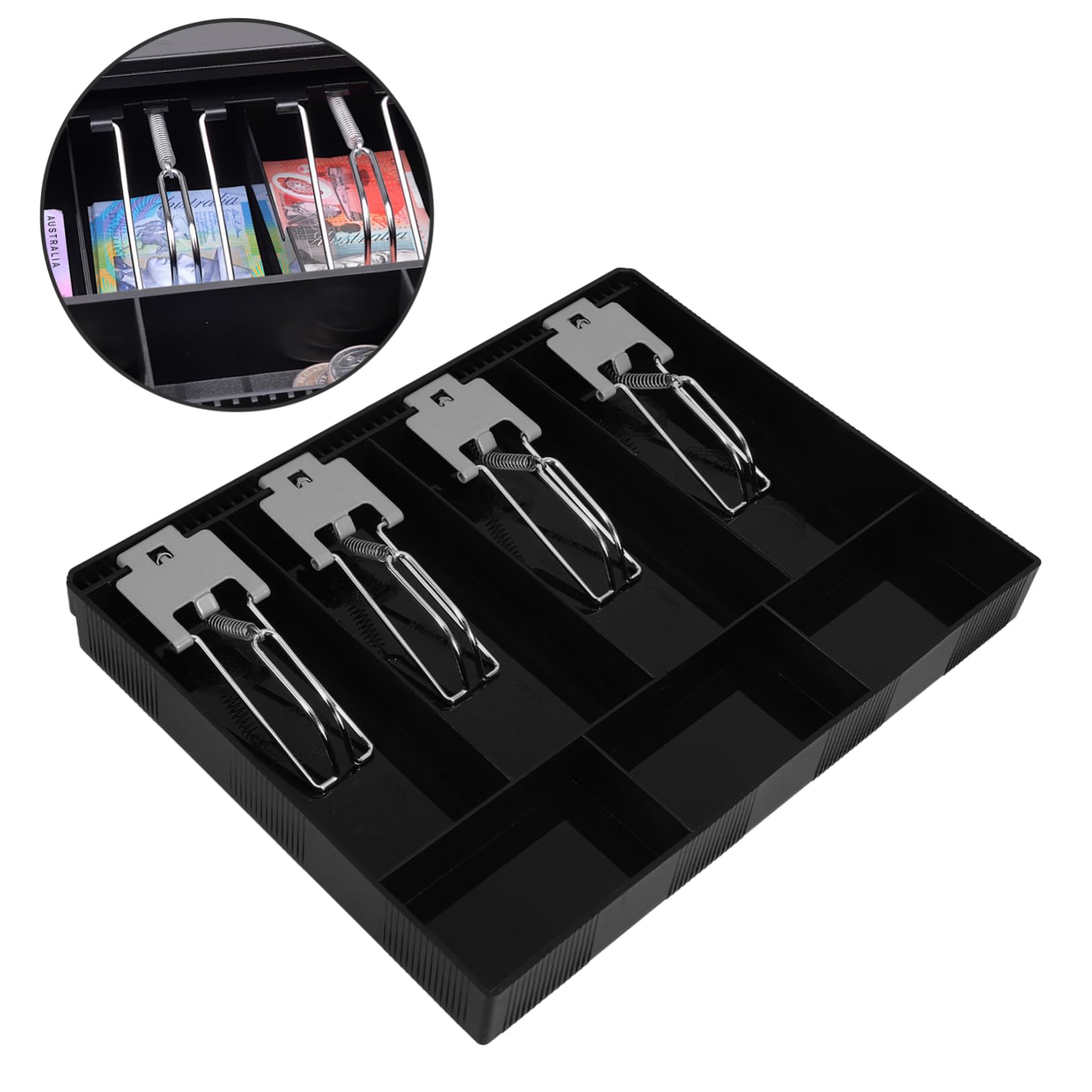 Kassenschale Mit Mehreren Fächern Aus Kunststoff Geldschale Mit Eisenclip Für Kassenschublade Münzschale Und Geldaufbewahrungsständer Praktisch Für Supermärkte Und Convenience