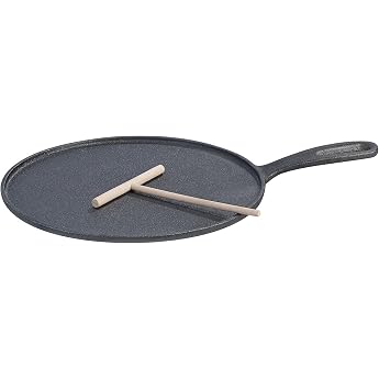 Rosenstein & S&ouml;hne Crepes Pan: Cast Iron Crepe Pan for Grill and Stove with Dough Distributor, Diameter 28 cm (Crepe Cast Iro